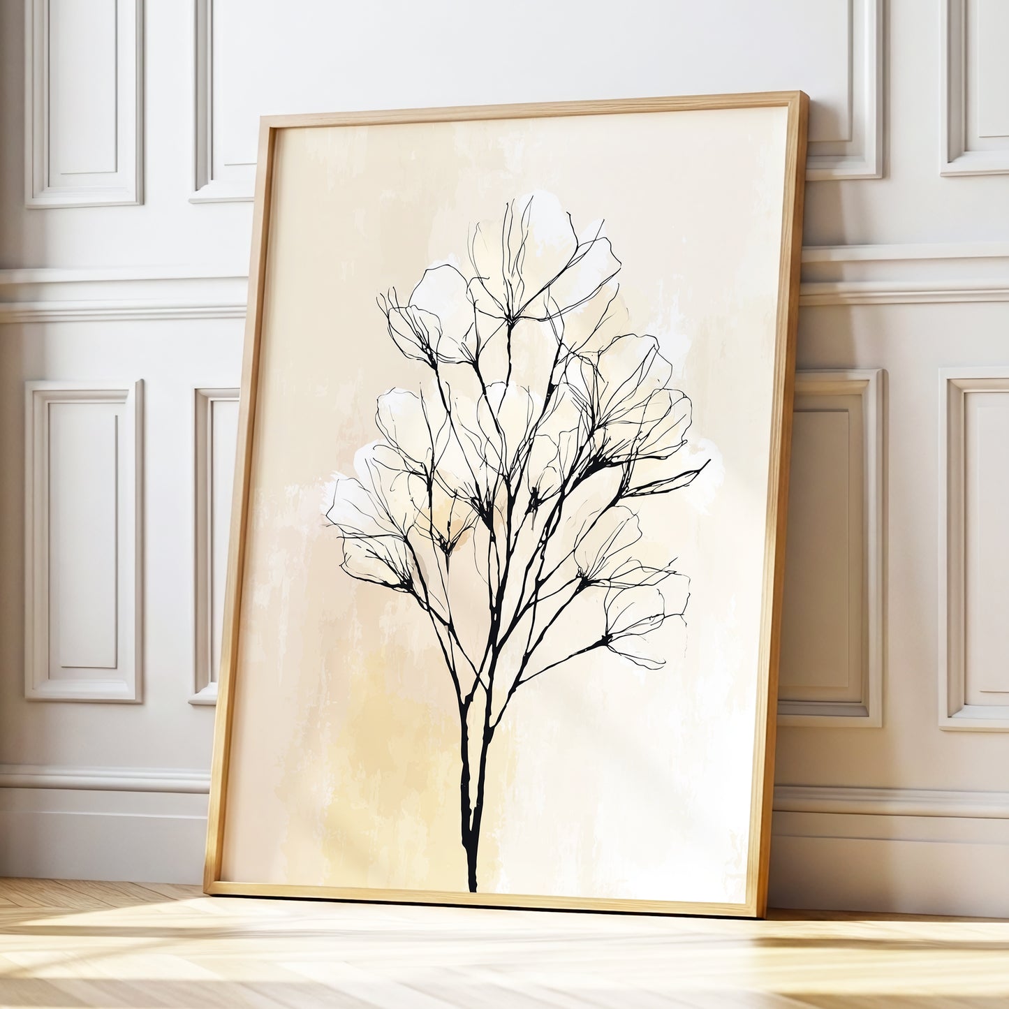 Neutral Cream Botanical Line Art Wall Art