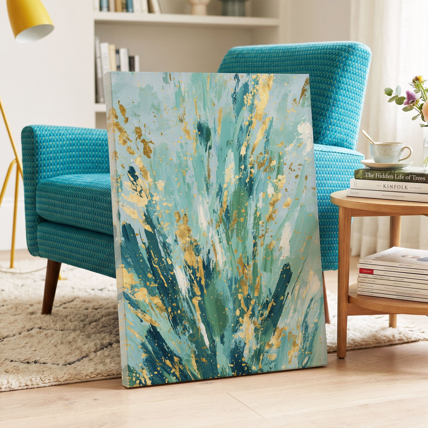 Gilded Tidal Veil – canvas wall art in a styled interior, gallery view 2