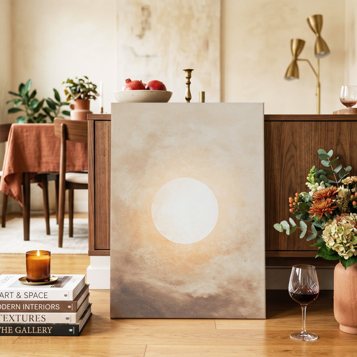 Halo Over Amber – canvas wall art in a styled interior, gallery view 2