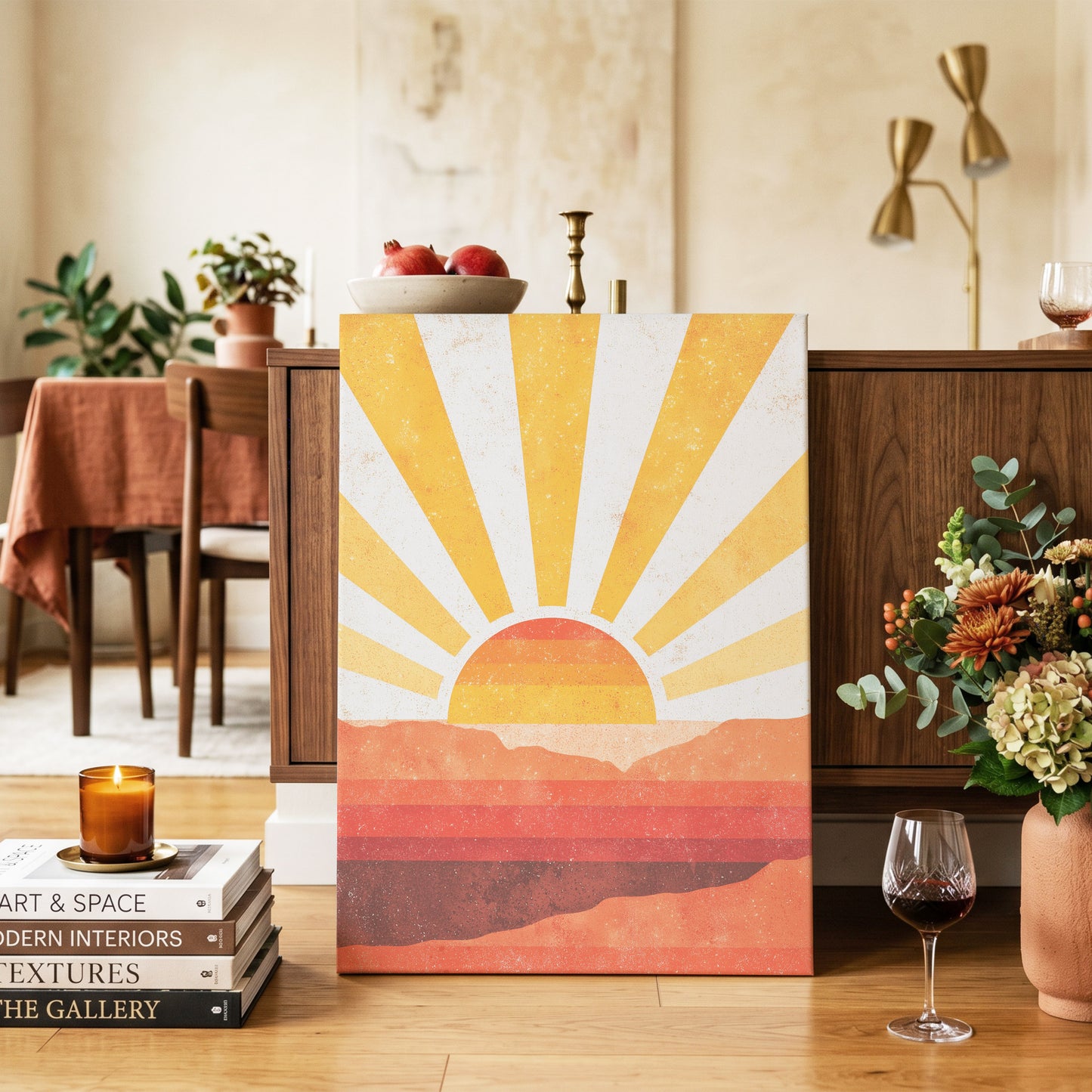 Radiant Desert Horizon – canvas wall art in a styled interior, gallery view 2