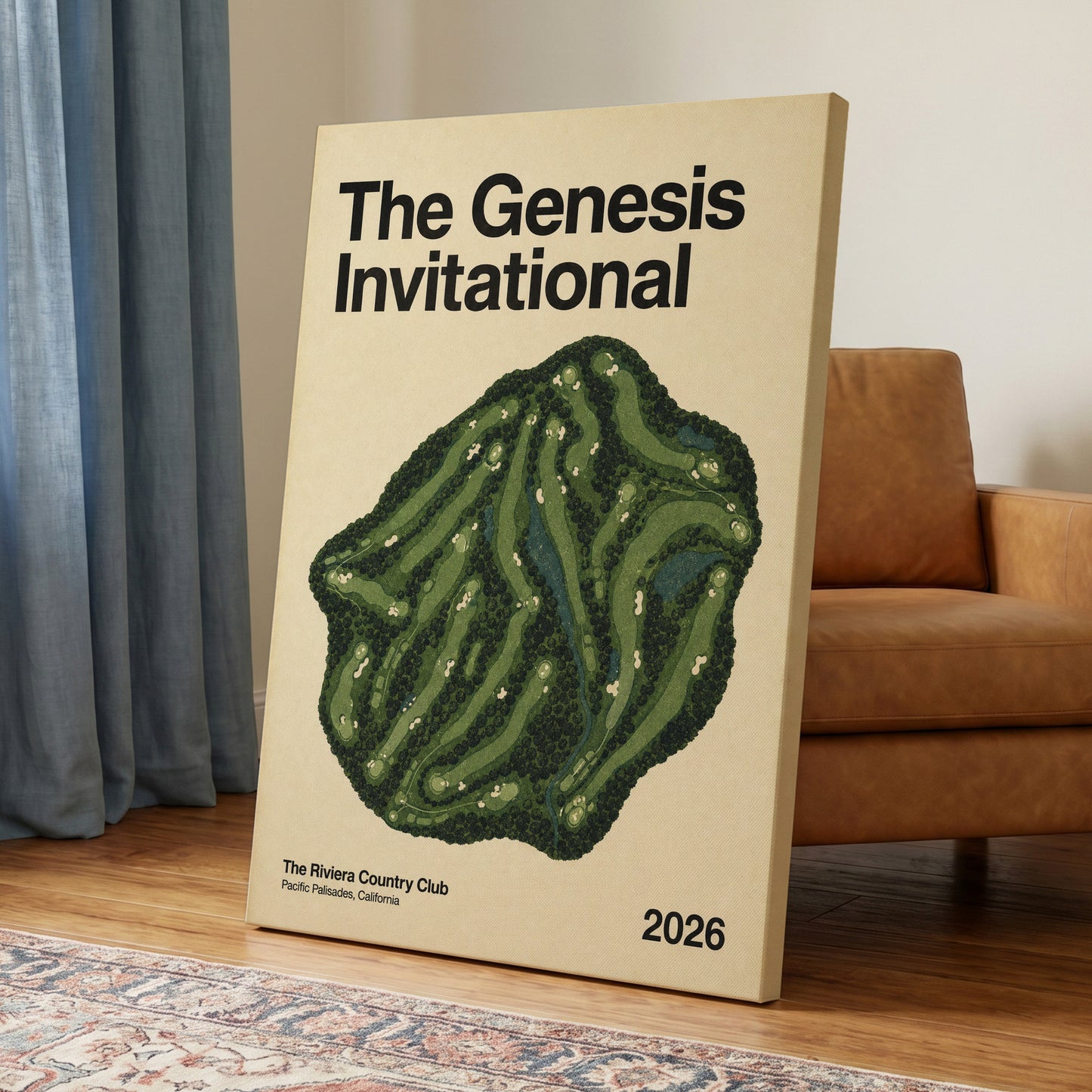 Riviera Greens 2026, green, beige, black nature wall art on canvas displayed in a styled interior, gallery view 2
