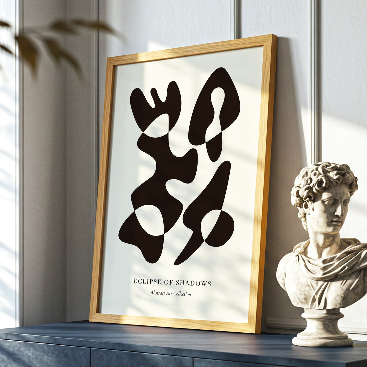 Silhouette Reverie, black, beige, brown abstract wall art displayed in a styled interior, gallery view 9