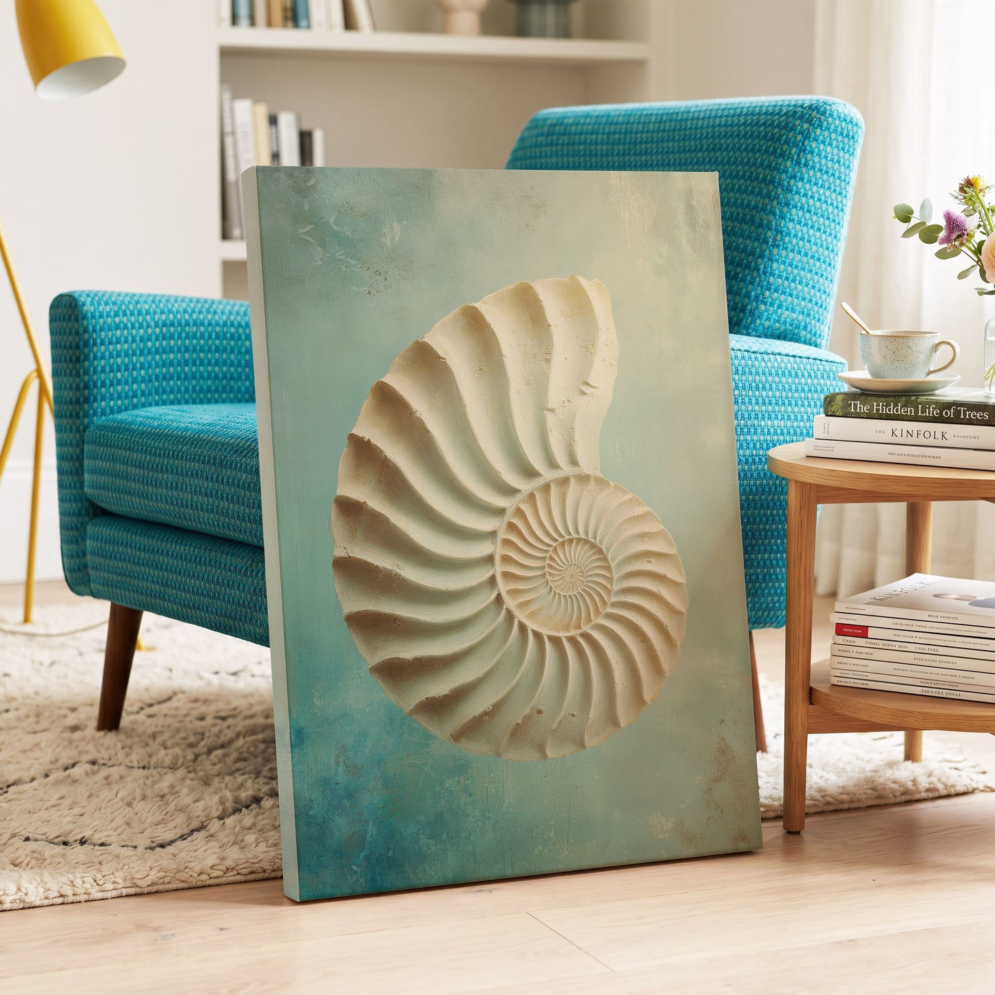 Tidal Ammonite – canvas wall art in a styled interior, gallery view 2