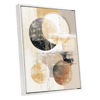 Black Gold Taupe Geometric Circle Abstract Art
