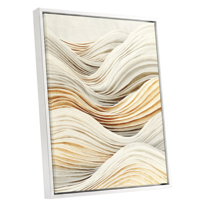 Ivory Beige Layered Abstract Wavy Line Art