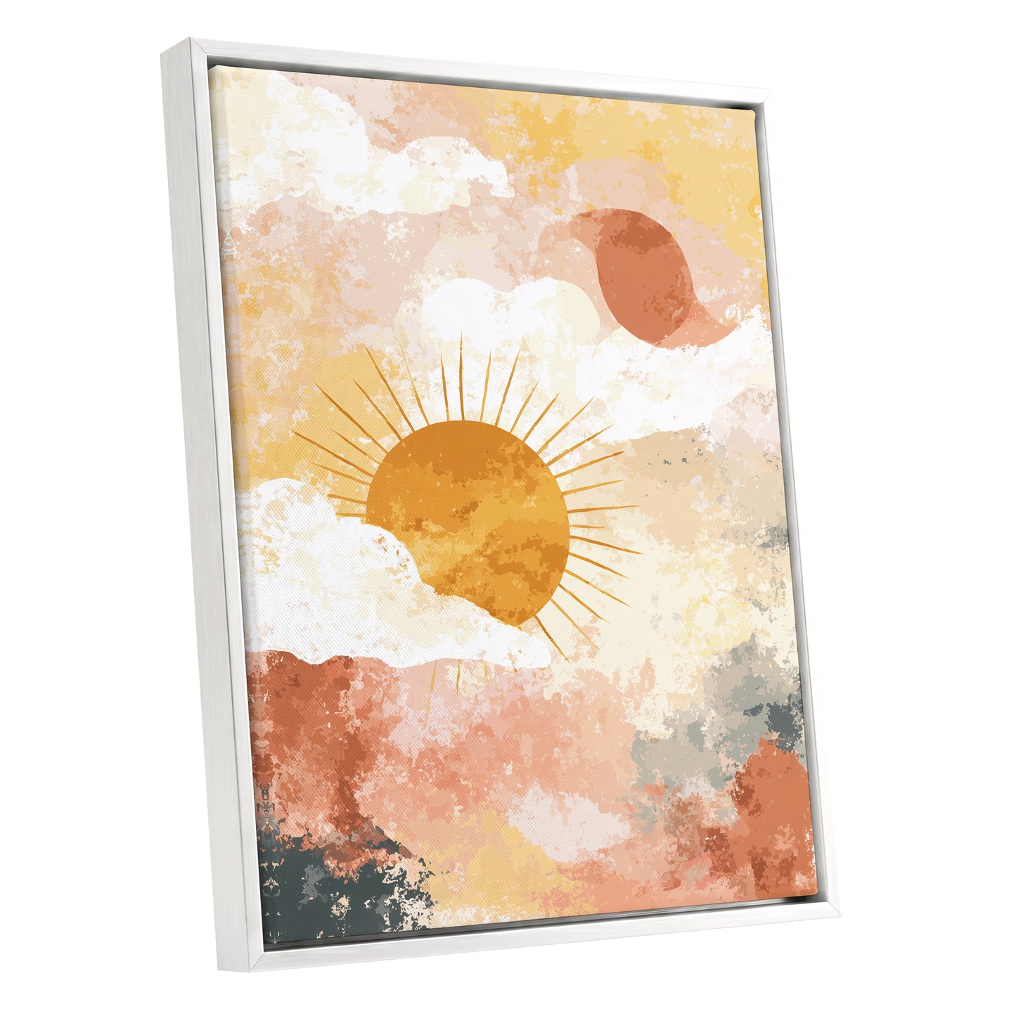Golden Sun Peach Abstract Cloud Landscape Art