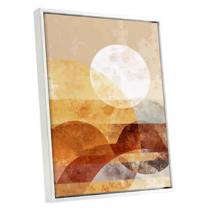 Golden Ochre Geometric Sunset Abstract Wall Art