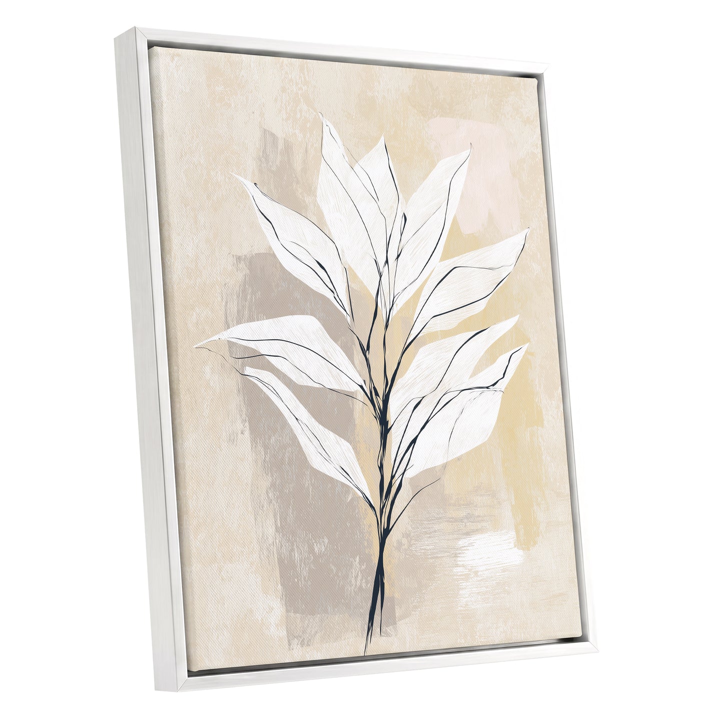 Ivory Beige Minimal Botanical Leaf Wall Art