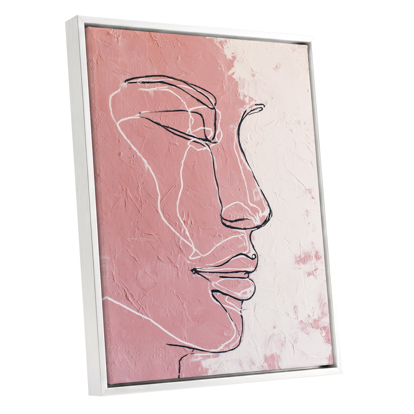 Blush Pink Abstract Woman Face Line Art
