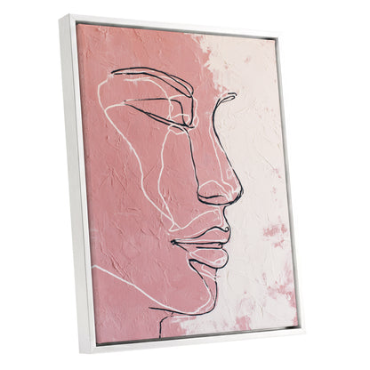 Blush Pink Abstract Woman Face Line Art
