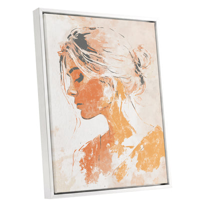 Orange Gold Abstract Woman Profile Portrait Art