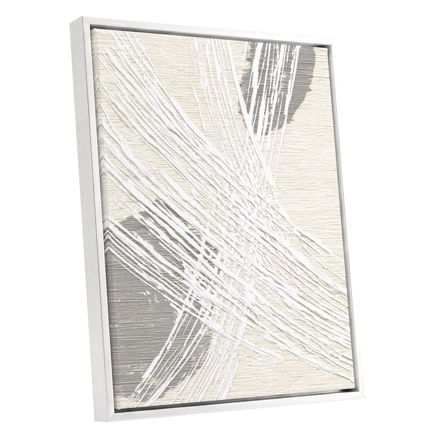 Ivory Gray Linear Palm Leaf Abstract Wall Art