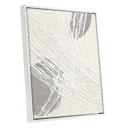 Ivory Gray Linear Palm Leaf Abstract Wall Art