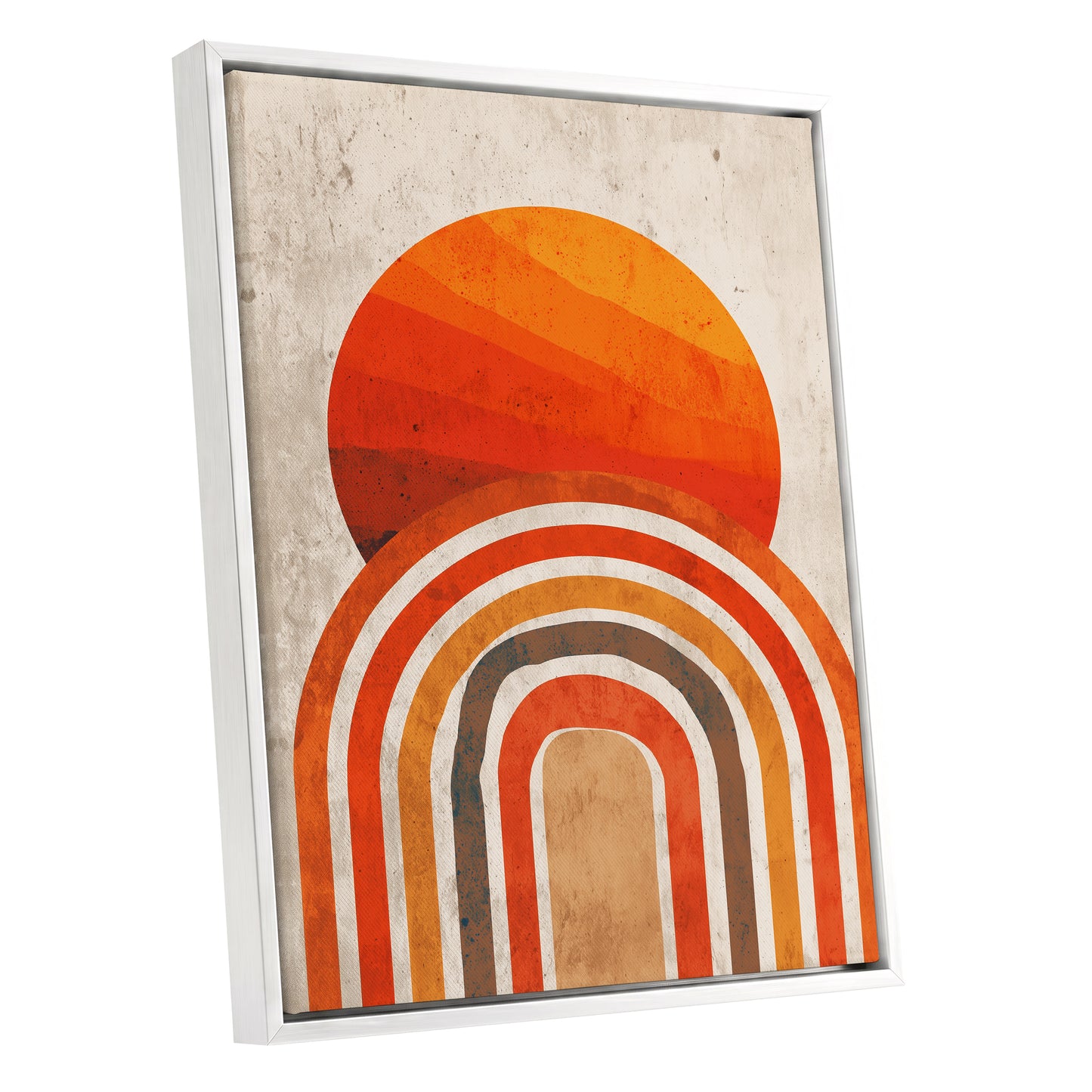 Retro Orange Sunset Rainbow Arch Abstract Art