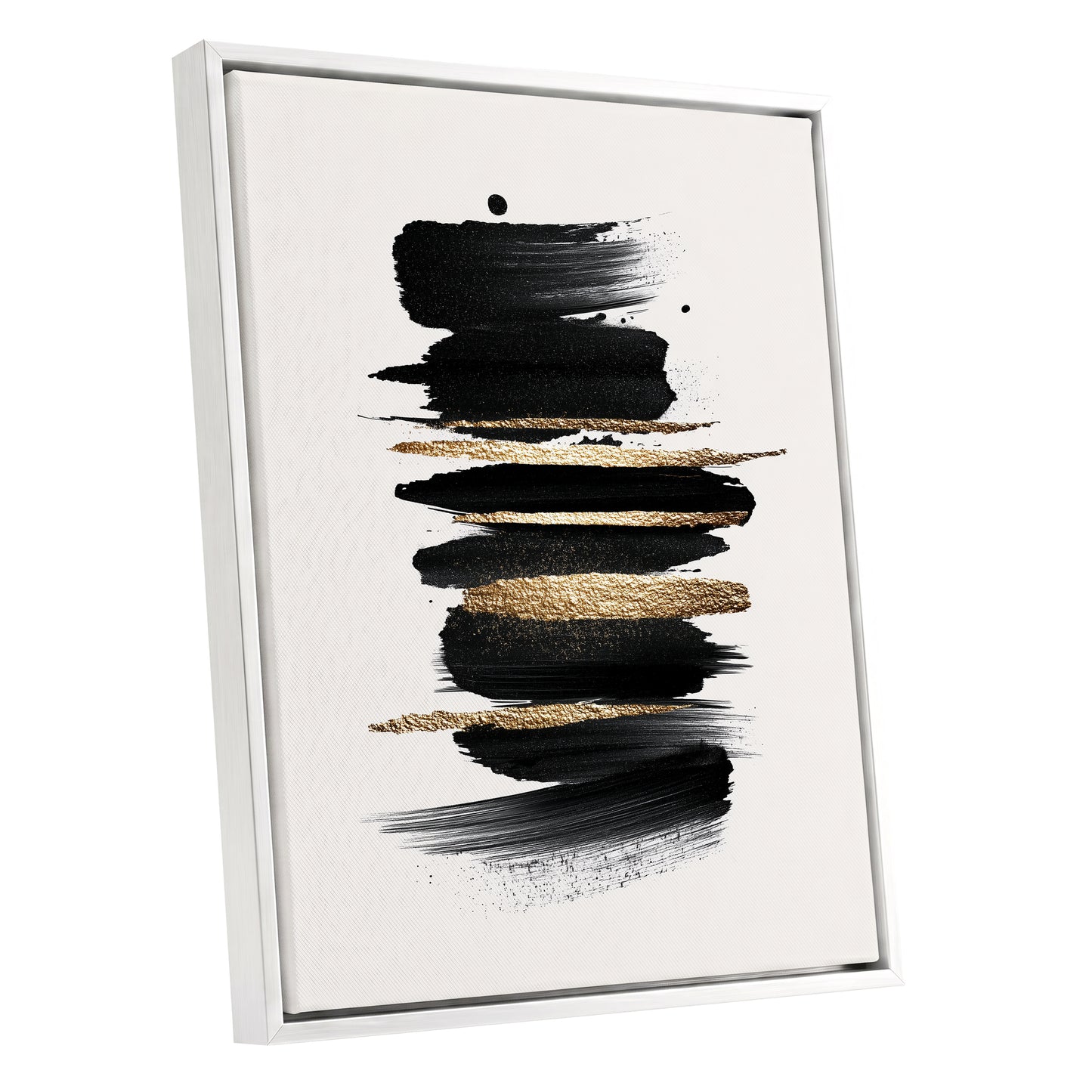 Black and Gold Abstract Brushstroke Wall Art
