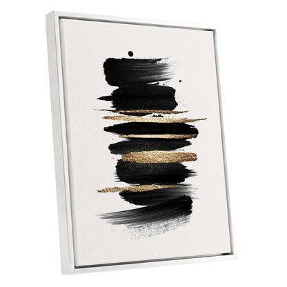 Black and Gold Abstract Brushstroke Wall Art