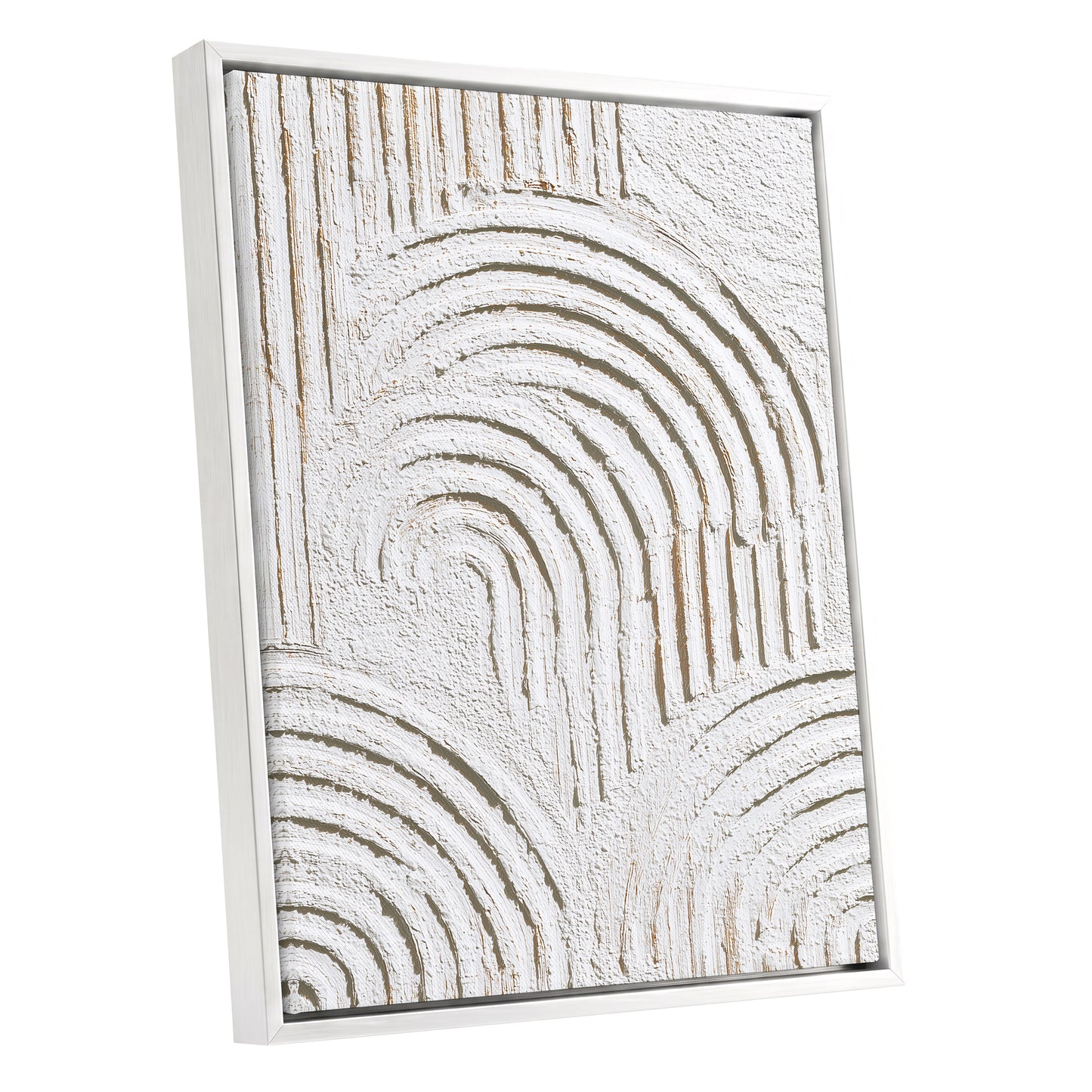 Ivory Beige Textured Rainbow Arch Abstract Art