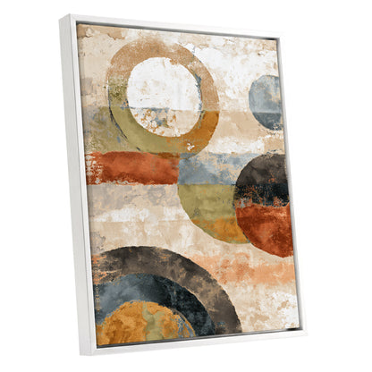 Rust Olive Blue Geometric Circle Abstract Art