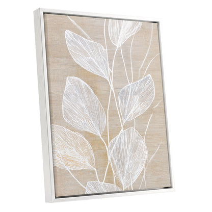 Beige White Botanical Leaf Line Art Print