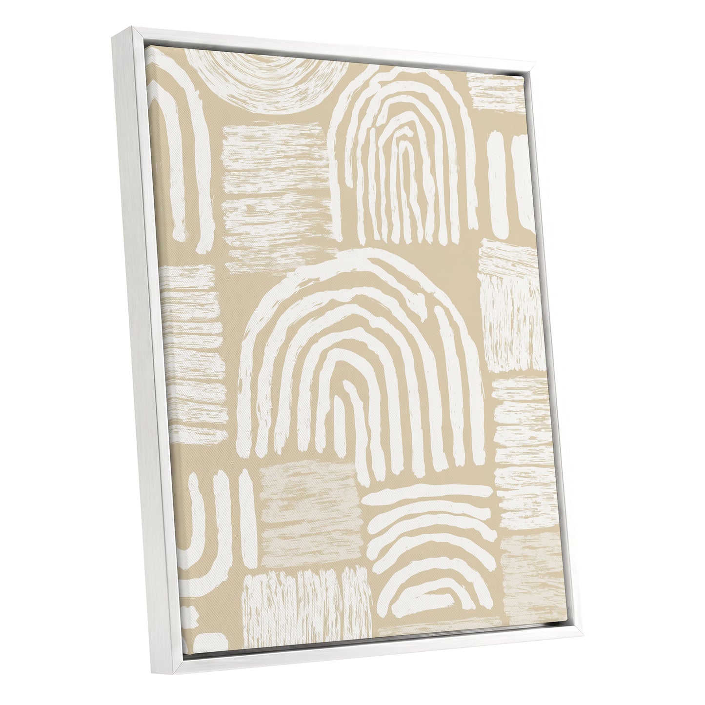 Neutral Beige Abstract Rainbow Wall Art