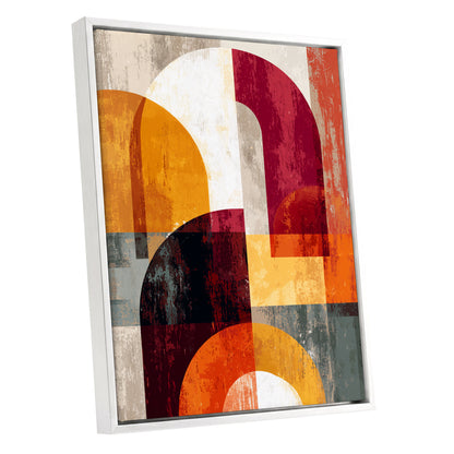 Retro Orange Burgundy Geometric Arch Abstract Art