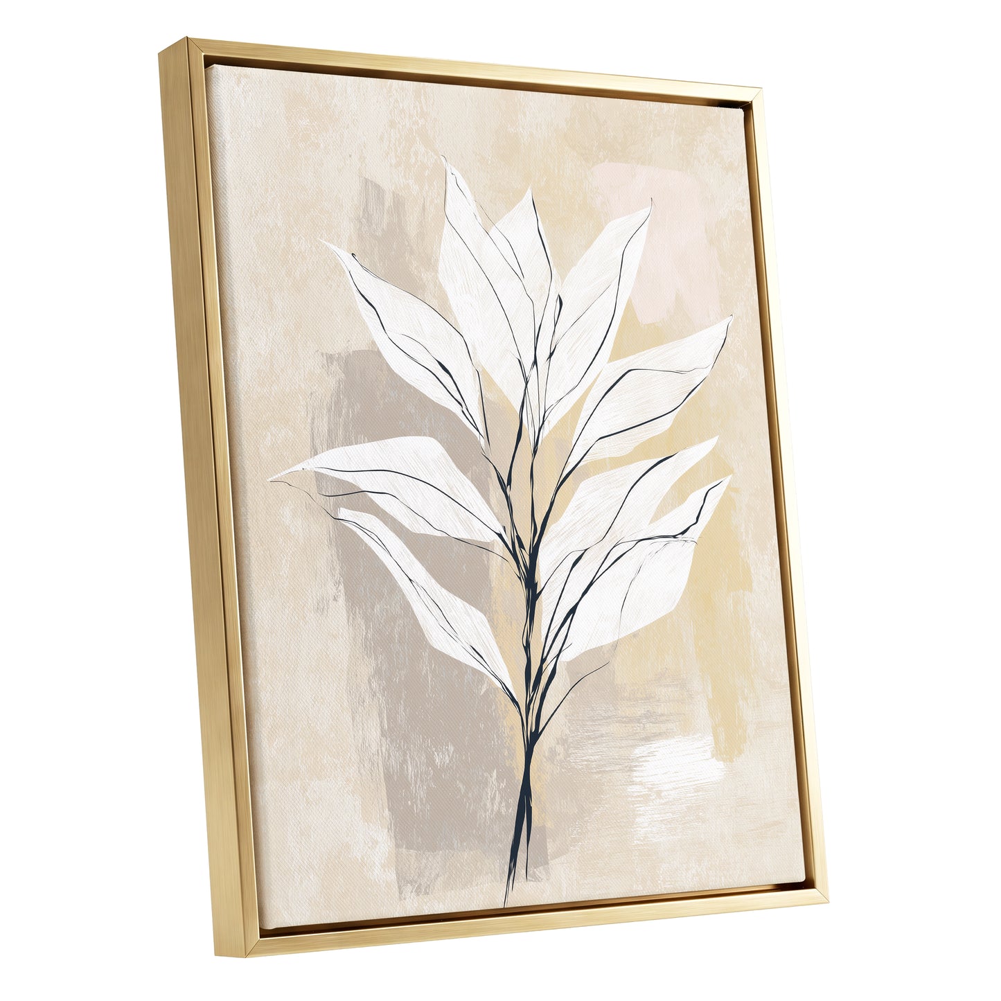 Ivory Beige Minimal Botanical Leaf Wall Art
