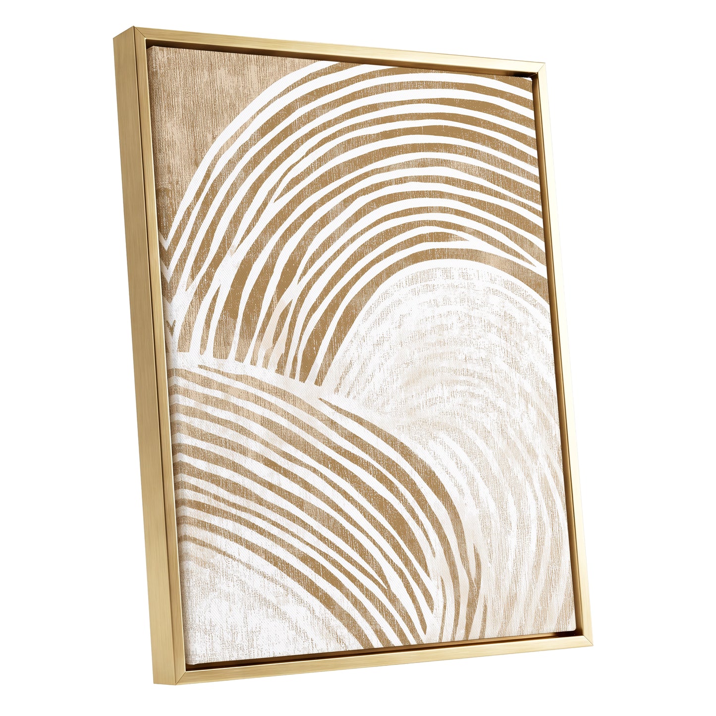 Warm Beige Abstract Curved Lines Wall Art