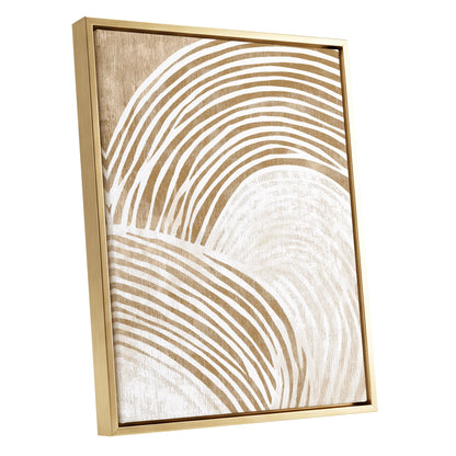 Warm Beige Abstract Curved Lines Wall Art