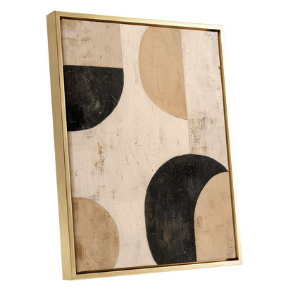 Neutral Beige Black Textured Geometric Abstract Art