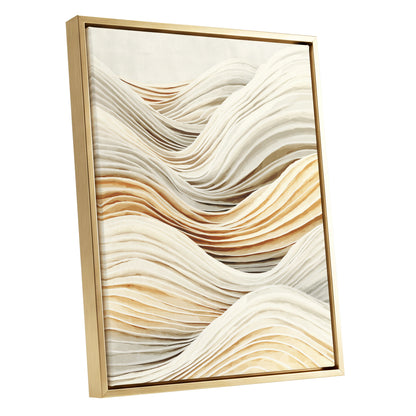 Ivory Beige Layered Abstract Wavy Line Art
