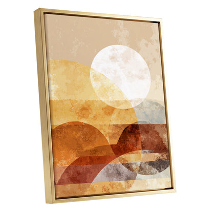 Golden Ochre Geometric Sunset Abstract Wall Art