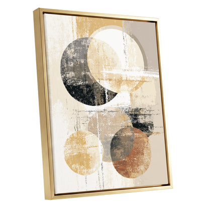 Black Gold Taupe Geometric Circle Abstract Art