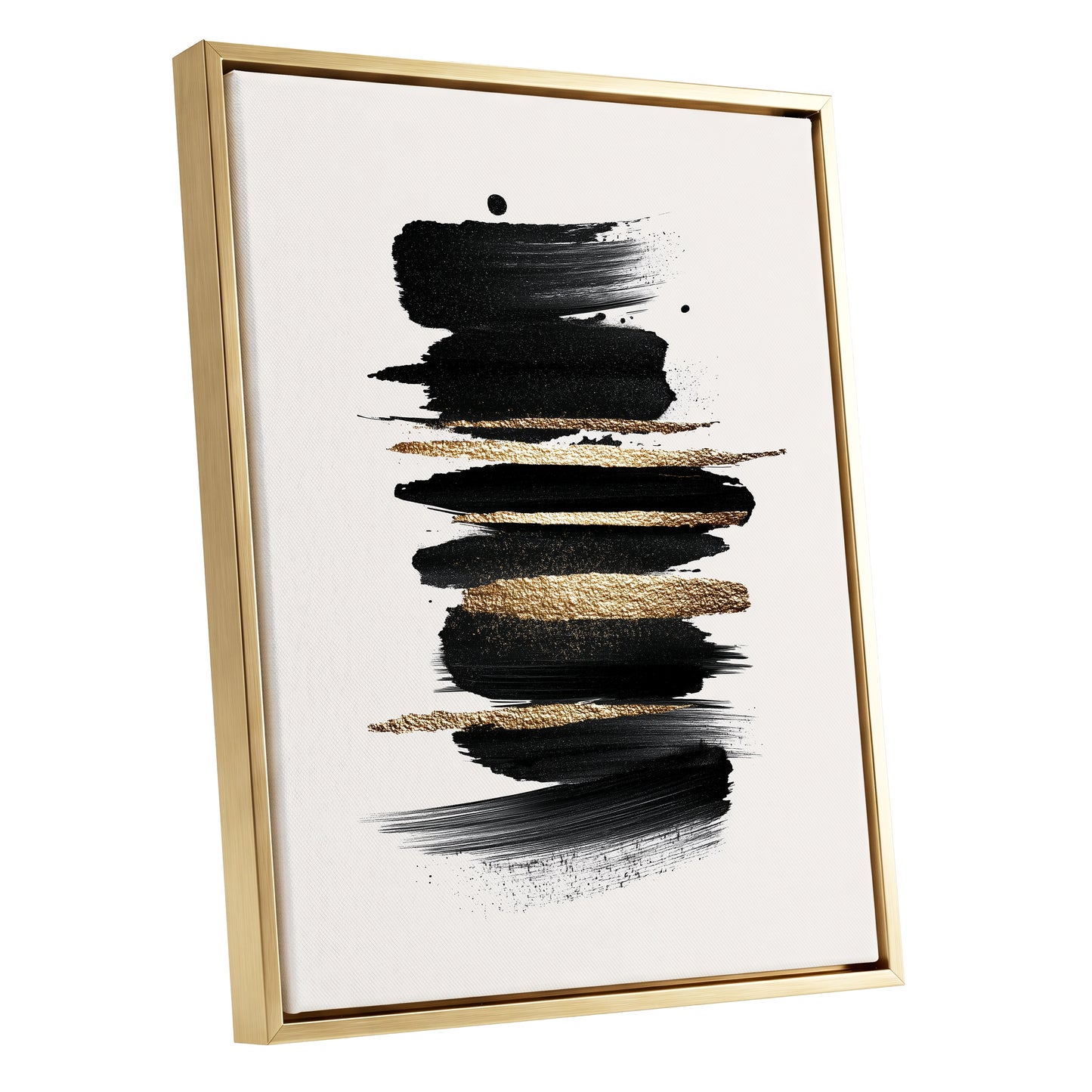 Black and Gold Abstract Brushstroke Wall Art