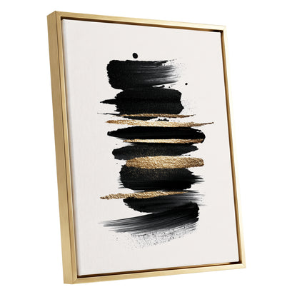 Black and Gold Abstract Brushstroke Wall Art
