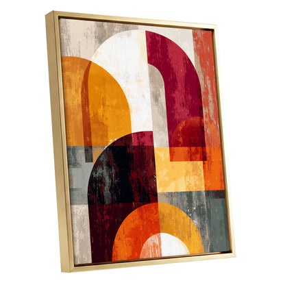 Retro Orange Burgundy Geometric Arch Abstract Art