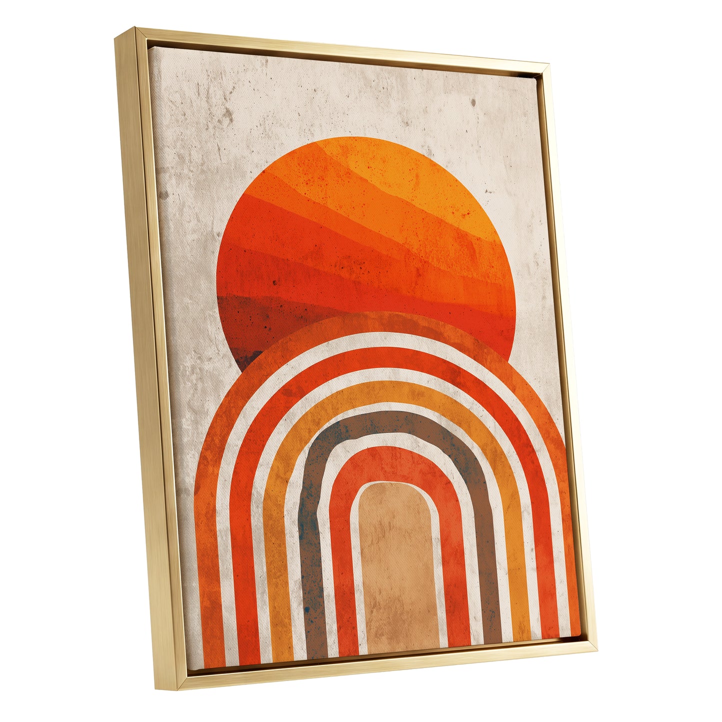 Retro Orange Sunset Rainbow Arch Abstract Art