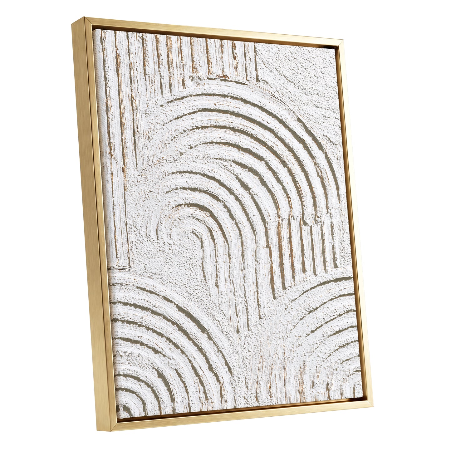 Ivory Beige Textured Rainbow Arch Abstract Art