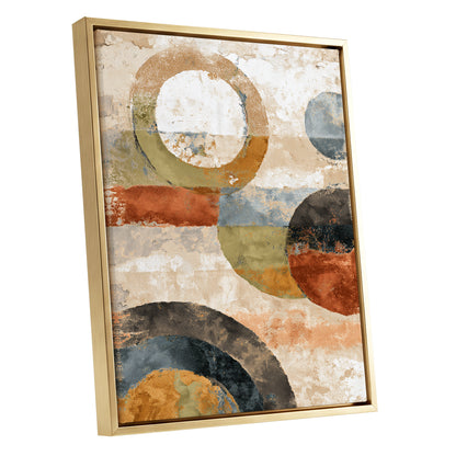 Rust Olive Blue Geometric Circle Abstract Art