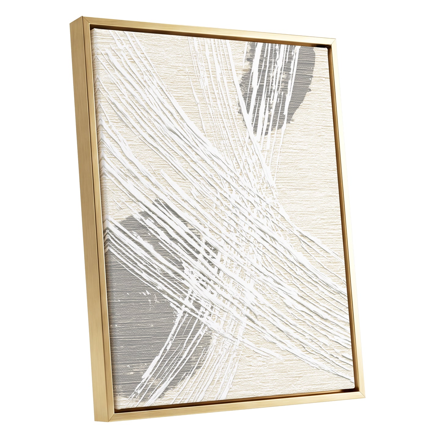 Ivory Gray Linear Palm Leaf Abstract Wall Art