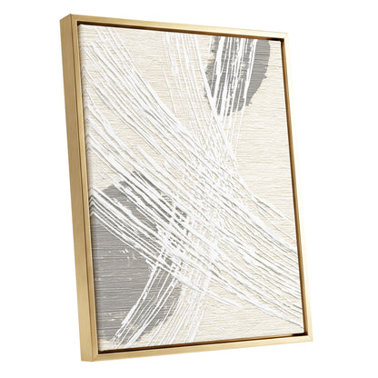 Ivory Gray Linear Palm Leaf Abstract Wall Art