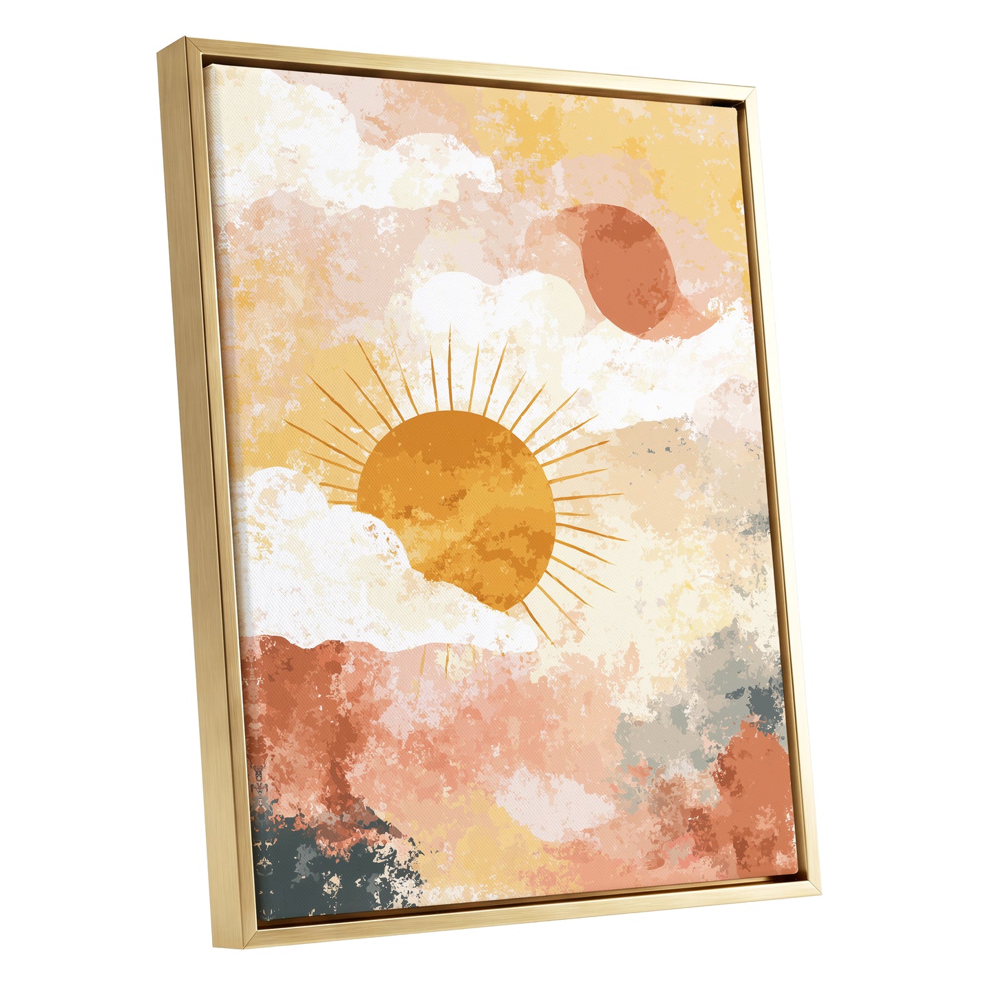 Golden Sun Peach Abstract Cloud Landscape Art