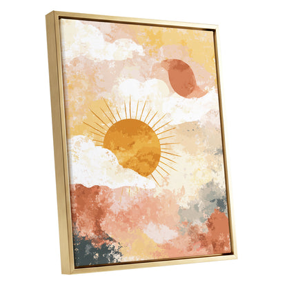 Golden Sun Peach Abstract Cloud Landscape Art