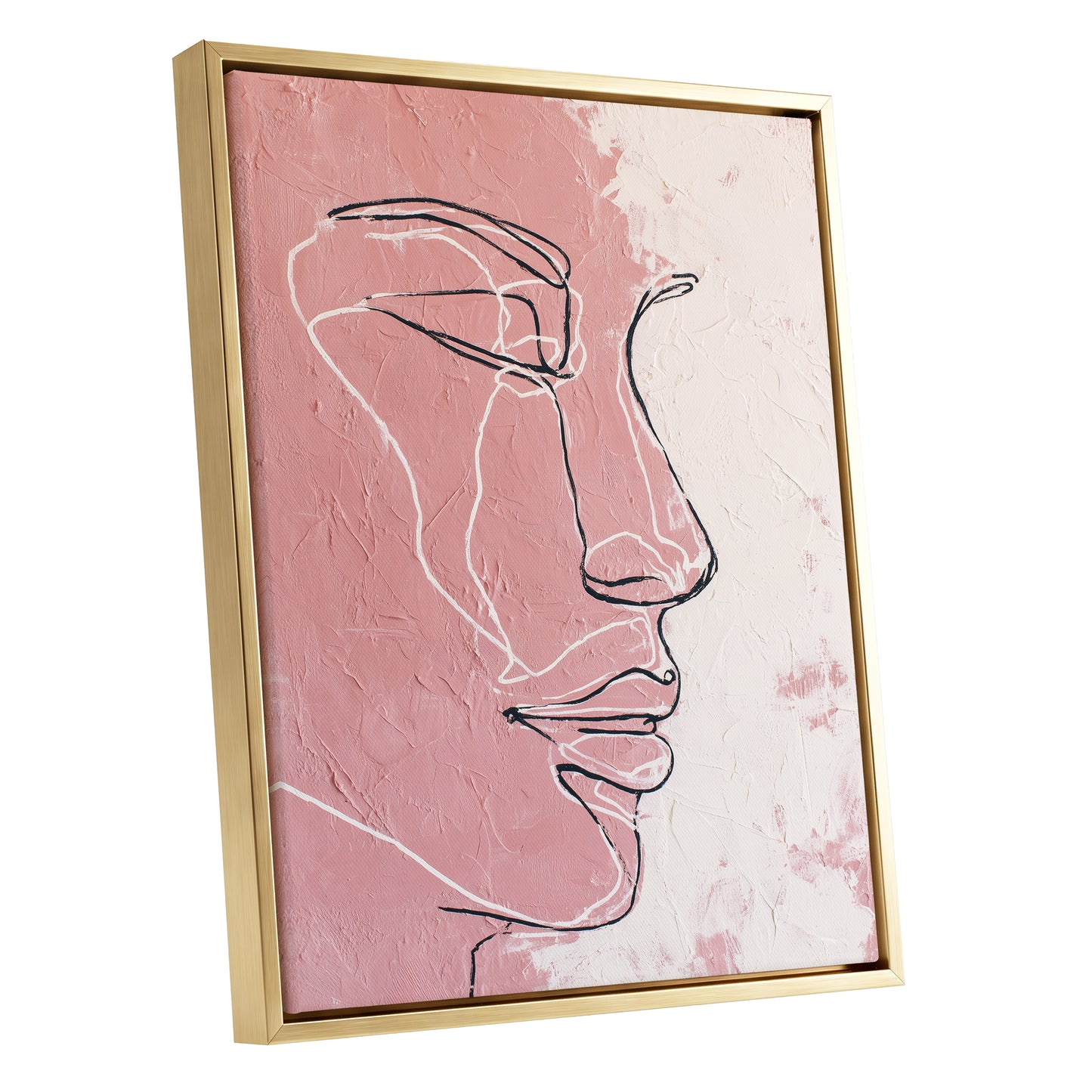 Blush Pink Abstract Woman Face Line Art