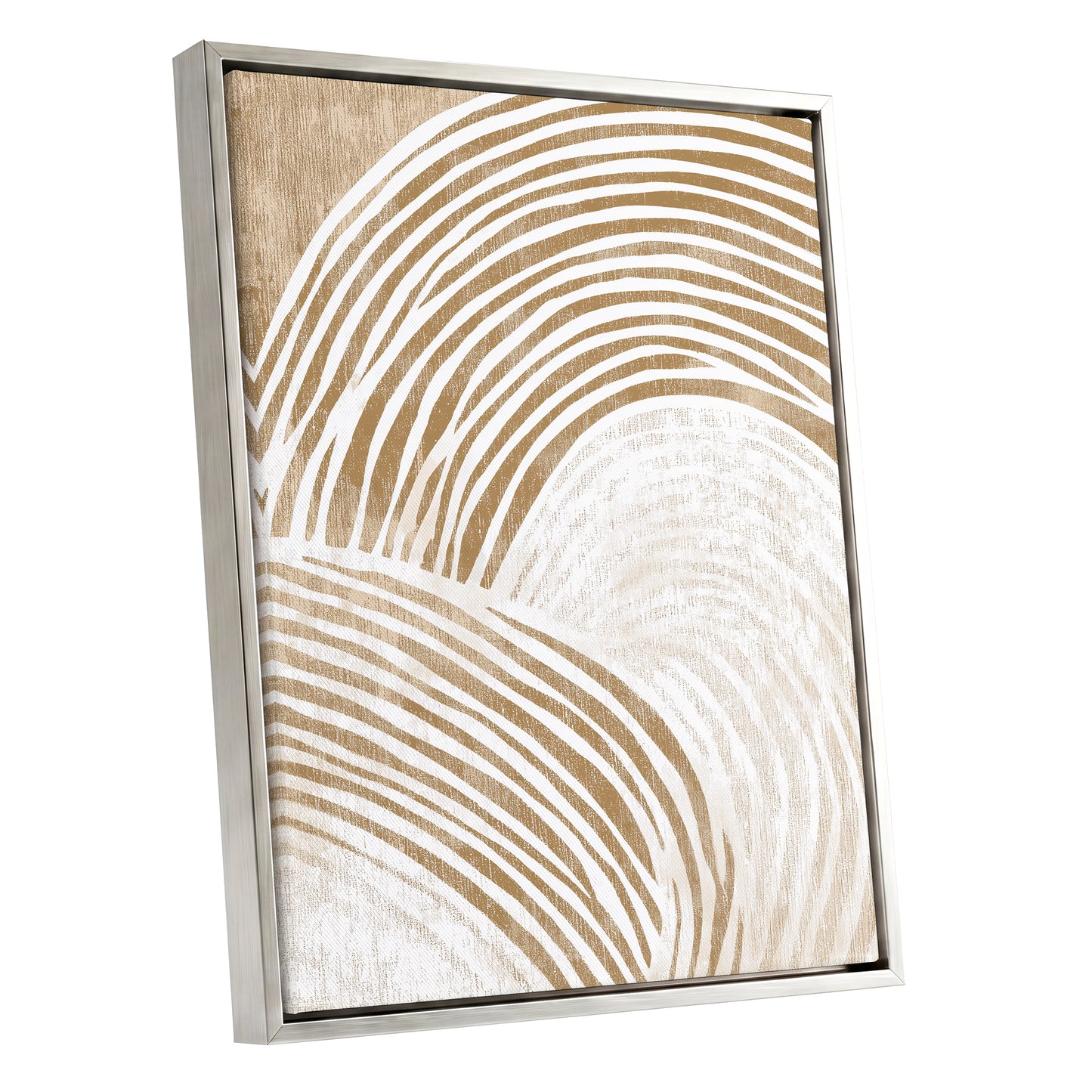 Warm Beige Abstract Curved Lines Wall Art