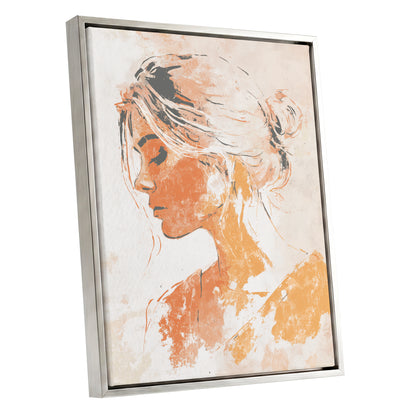Orange Gold Abstract Woman Profile Portrait Art