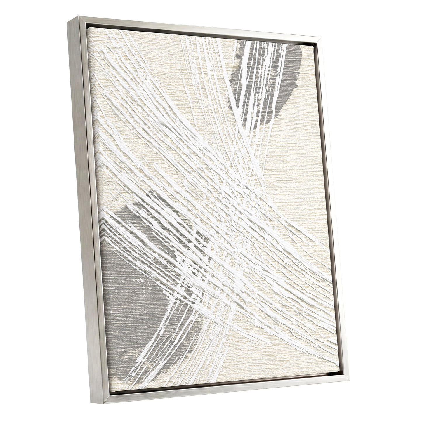 Ivory Gray Linear Palm Leaf Abstract Wall Art