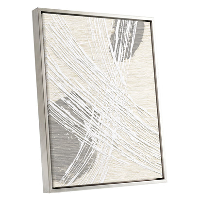 Ivory Gray Linear Palm Leaf Abstract Wall Art