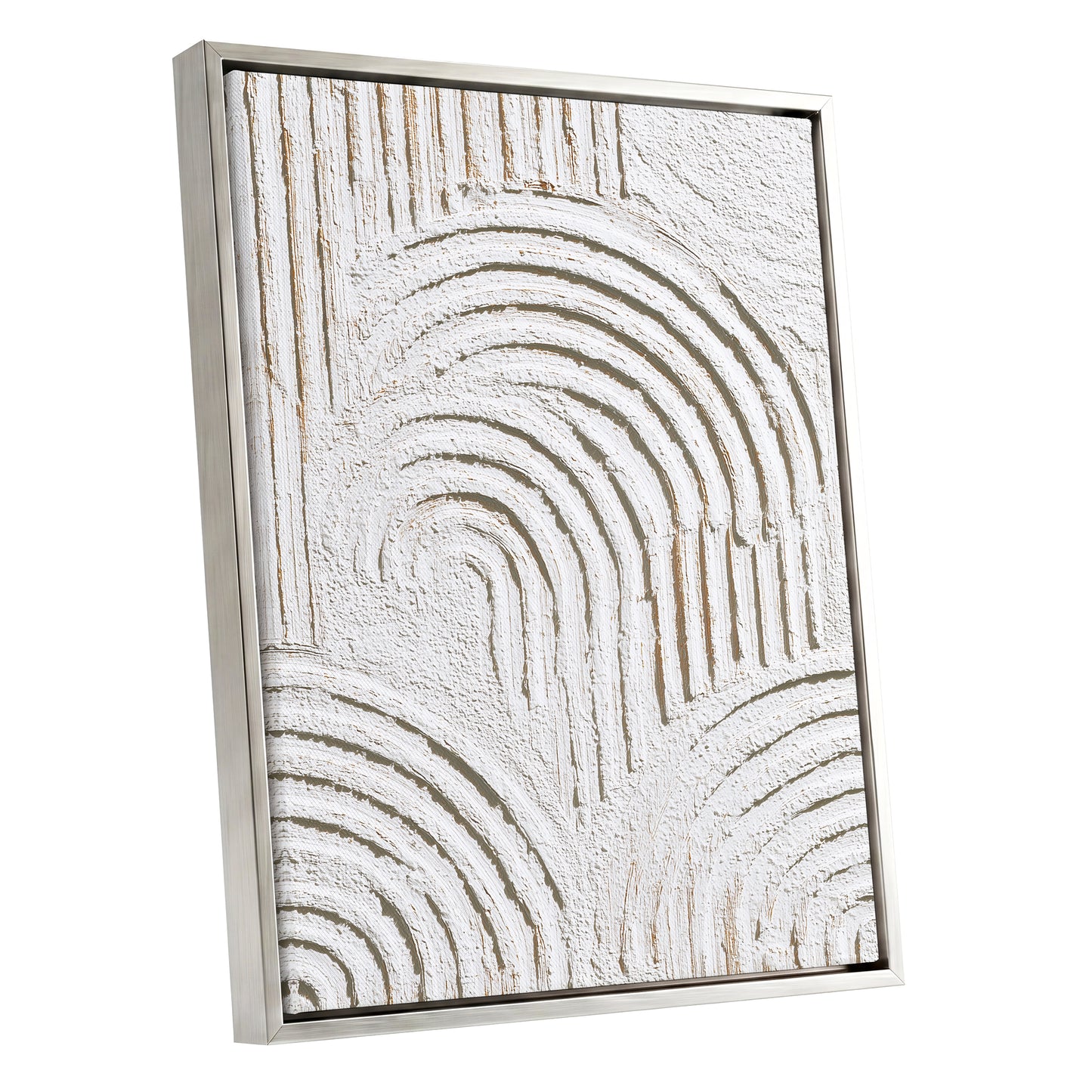 Ivory Beige Textured Rainbow Arch Abstract Art
