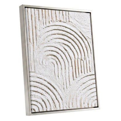 Ivory Beige Textured Rainbow Arch Abstract Art