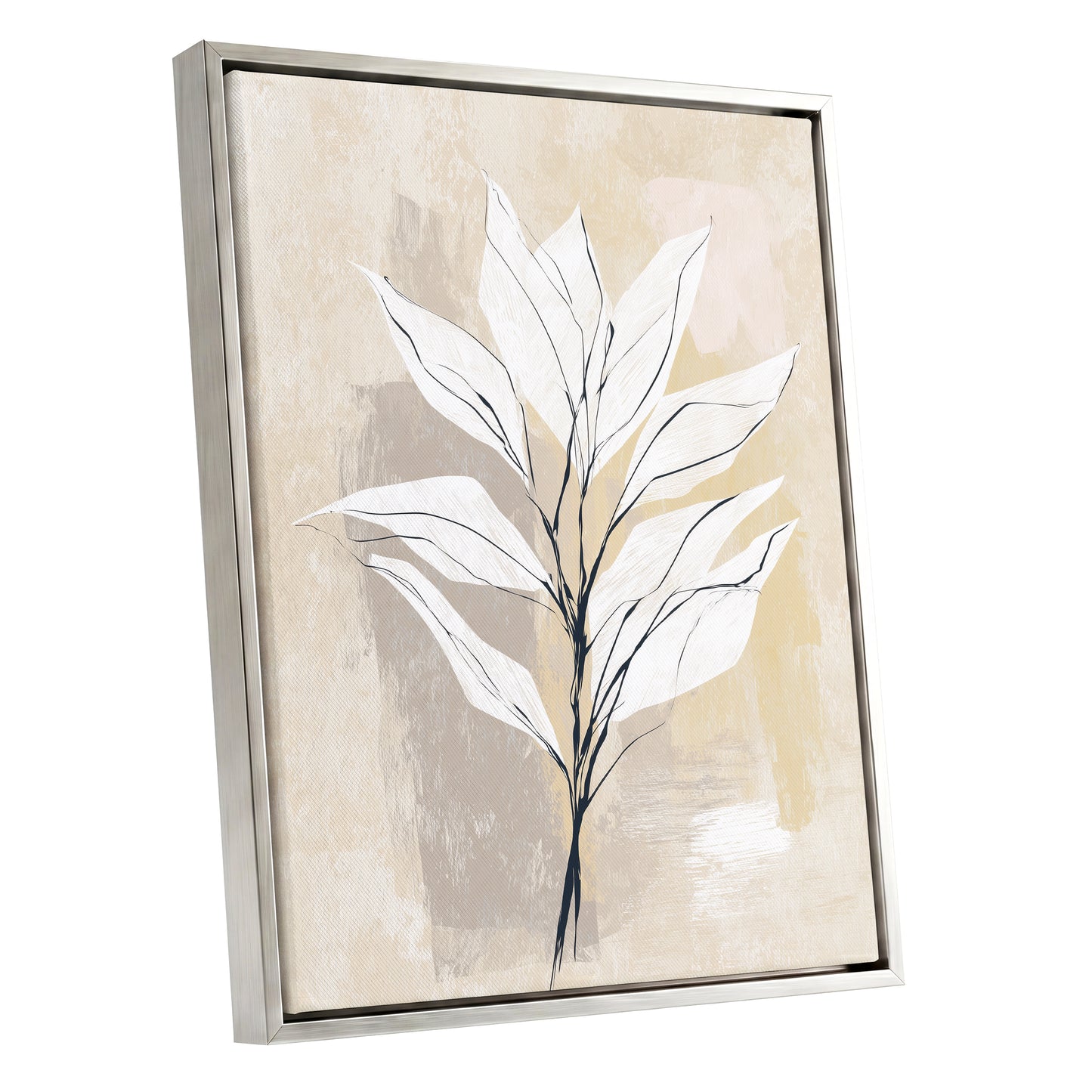 Ivory Beige Minimal Botanical Leaf Wall Art